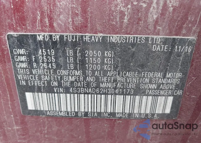 4S3BNAD62H3041173: 43888171