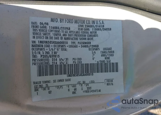 1MEFM58S4XA600010: 43888208