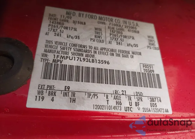 1FMPU17L93LB13596: 43888363