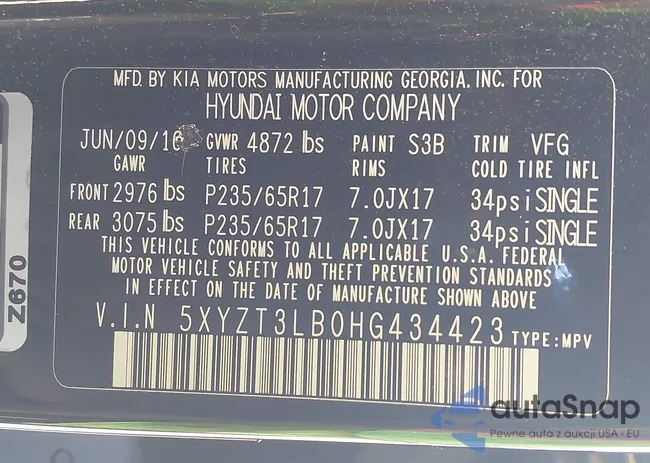 5XYZT3LB0HG434423: 43887589