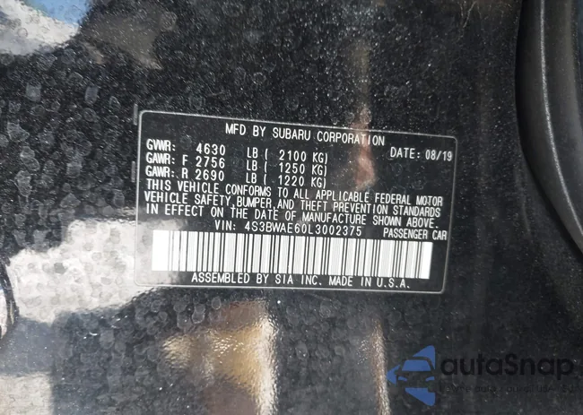 4S3BWAE60L3002375: 43887628