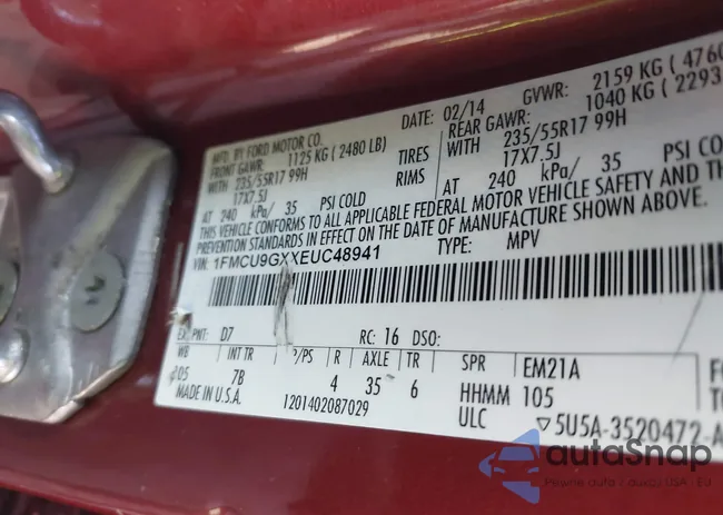 1FMCU9GXXEUC48941: 43887701