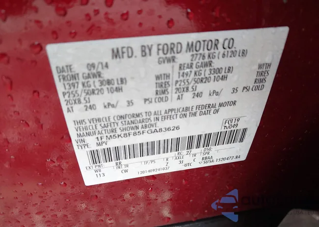 1FM5K8F85FGA83626: 43889190