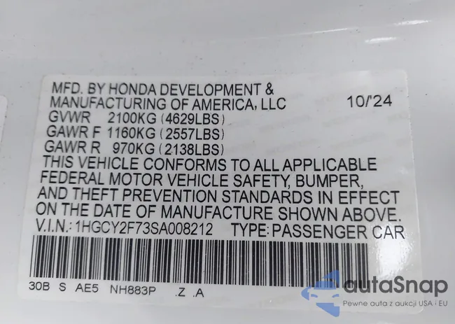 1HGCY2F73SA008212: 43889268