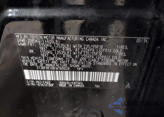 2T3DFREV8EW189928: 43889353