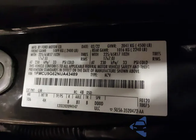 1FMCU9G62NUA43489: 43888464