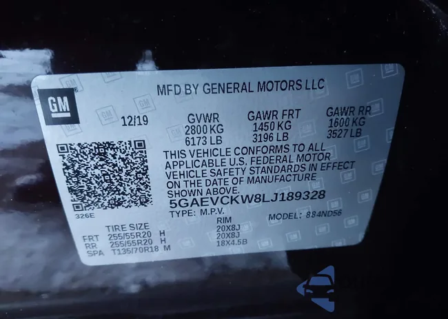 5GAEVCKW8LJ189328: 43888501