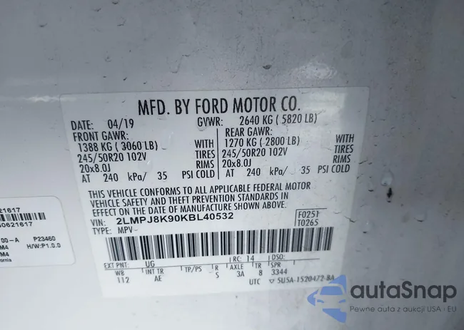 2LMPJ8K90KBL40532: 43889929