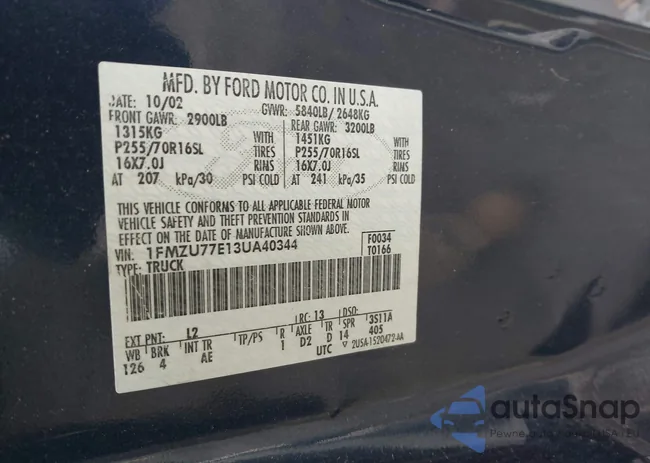 1FMZU77E13UA40344: 43890119