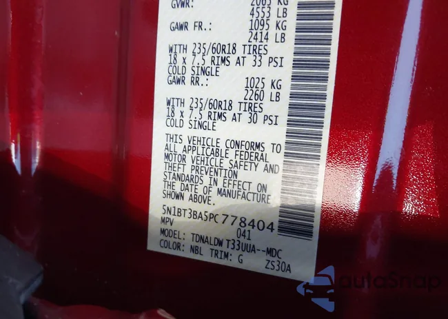 5N1BT3BA5PC778404: 43890133