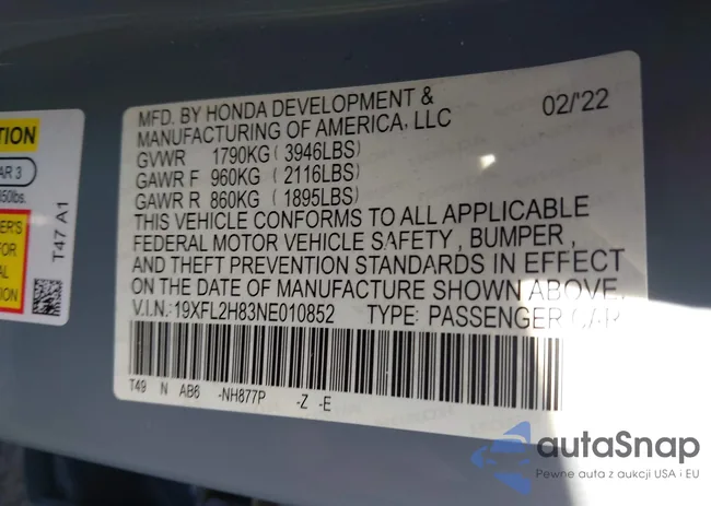 19XFL2H83NE010852: 43890184