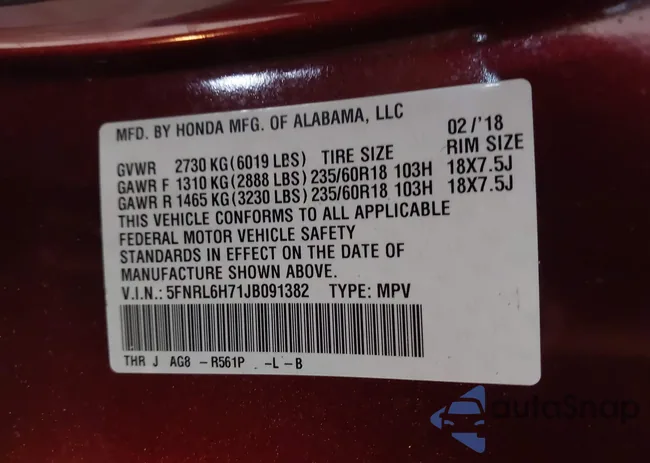 5FNRL6H71JB091382: 43890355