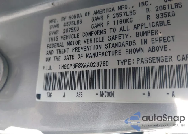 1HGCP3F8XAA023760: 43890377