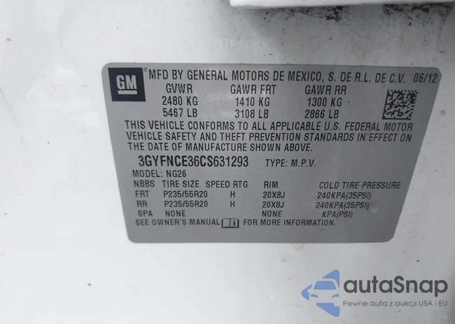 3GYFNCE36CS631293: 43890388