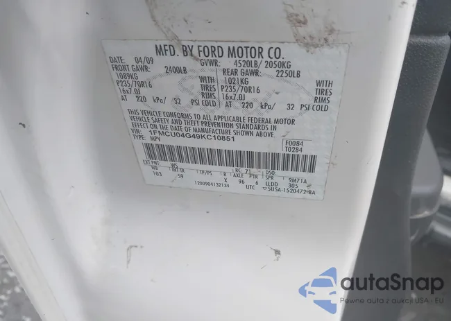 1FMCU04G49KC10851: 43889469