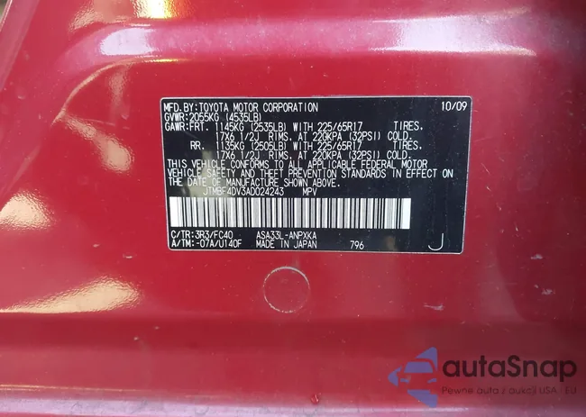 JTMBF4DV3AD024243: 43889502