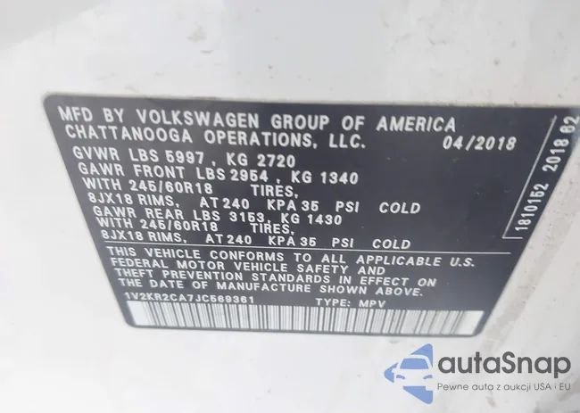 1V2KR2CA7JC569361: 43889578