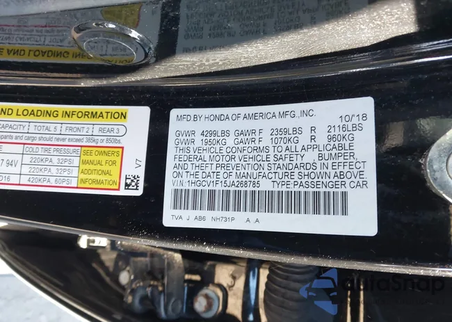 1HGCV1F15JA268785: 43889704