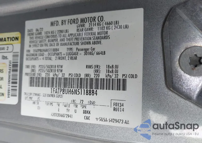 1FATP8UH6N5118884: 43889766