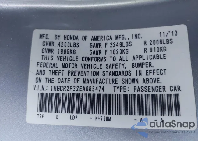 1HGCR2F32EA085474: 43890991