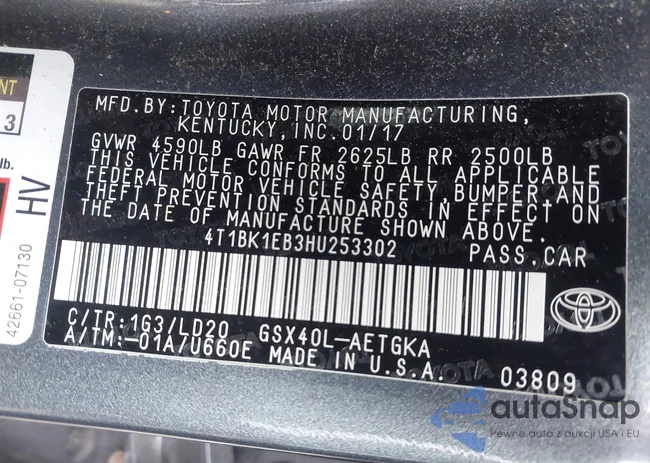 4T1BK1EB3HU253302: 43891211