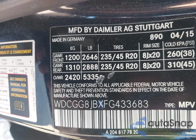 WDCGG8JBXFG433683: 43891280