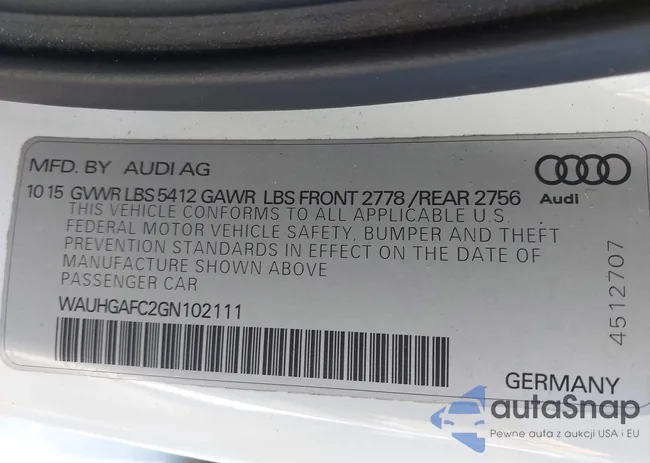 WAUHGAFC2GN102111: 43890550