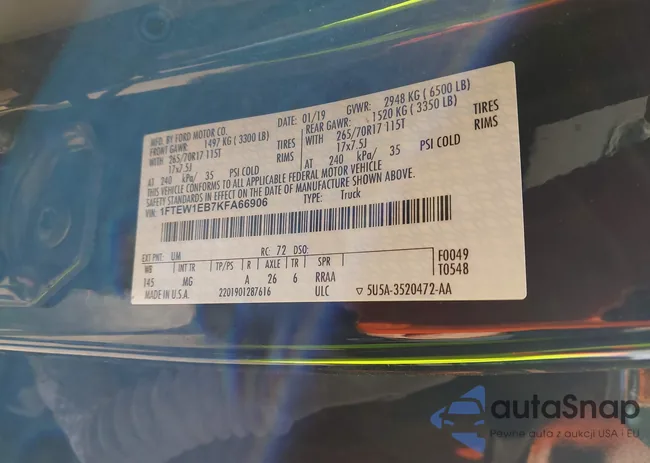 1FTEW1EB7KFA66906: 43890736