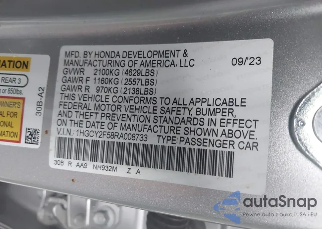 1HGCY2F58RA008733: 43891849