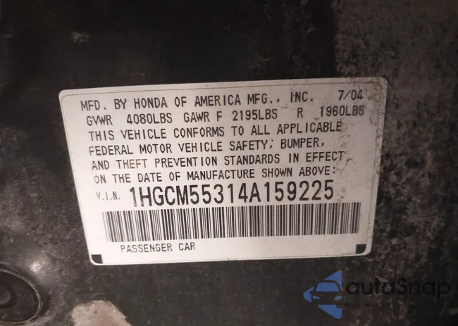 1HGCM55314A159225: 43891854