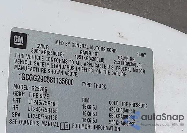 1GCGG29C581135600: 43891923