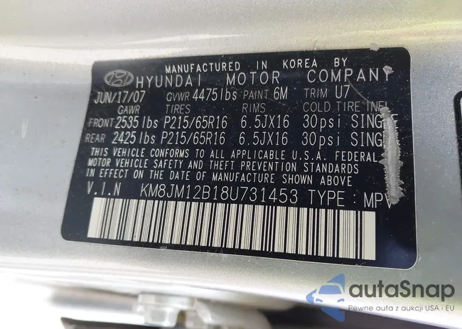 KM8JM12B18U731453: 43891949