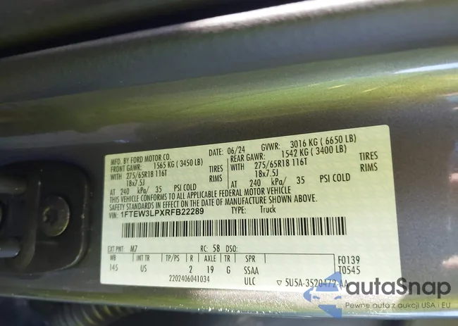 1FTEW3LPXRFB22289: 43891983