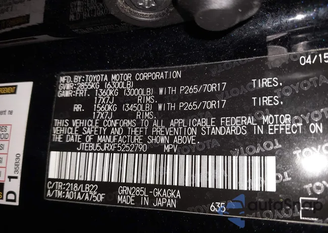 JTEBU5JRXF5252790: 43891991