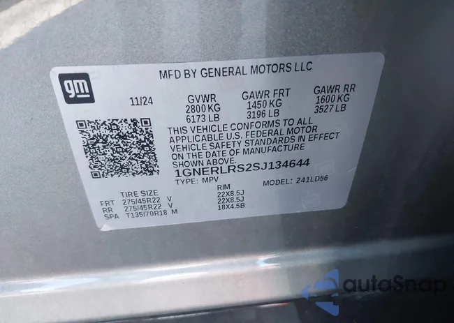 1GNERLRS2SJ134644: 43892069