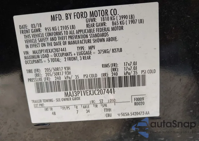 MAJ3P1VEXJC207441: 43892216