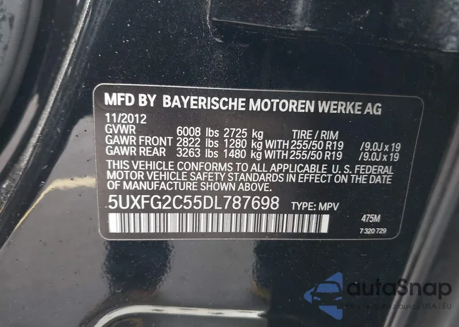 5UXFG2C55DL787698: 43892361