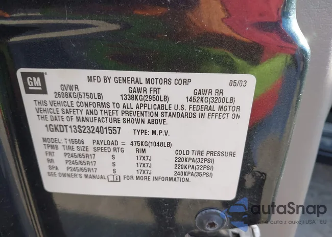 1GKDT13S232401557: 43892395