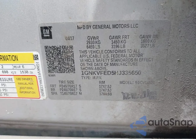 1GNKVFED5HJ335650: 43891470