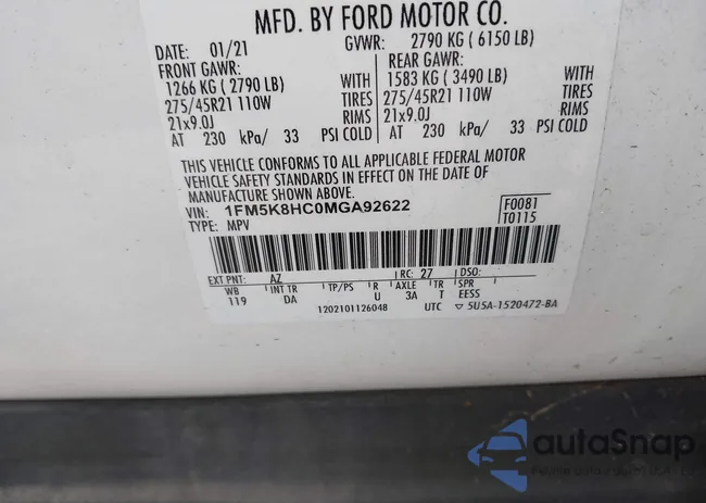 1FM5K8HC0MGA92622: 43891617