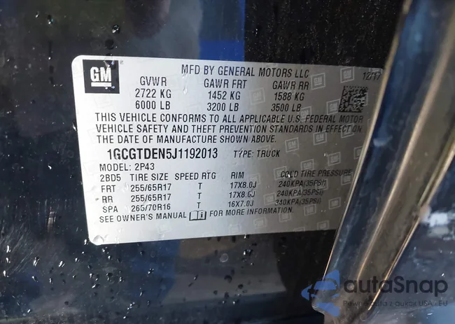 1GCGTDEN5J1192013: 43891799