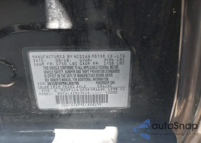 3N1CN7AP9KL808195: 43892899