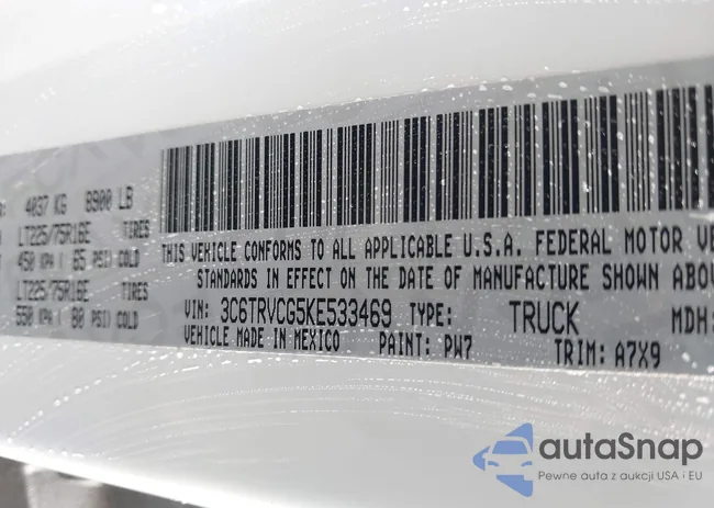 3C6TRVCG5KE533469: 43892940