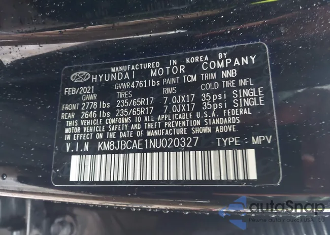 KM8JBCAE1NU020327: 43892979