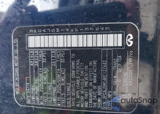 3PCAJ5M14KF137643: 43893101