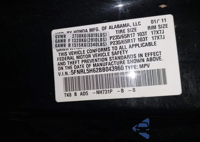 5FNRL5H62BB043960: 43893178