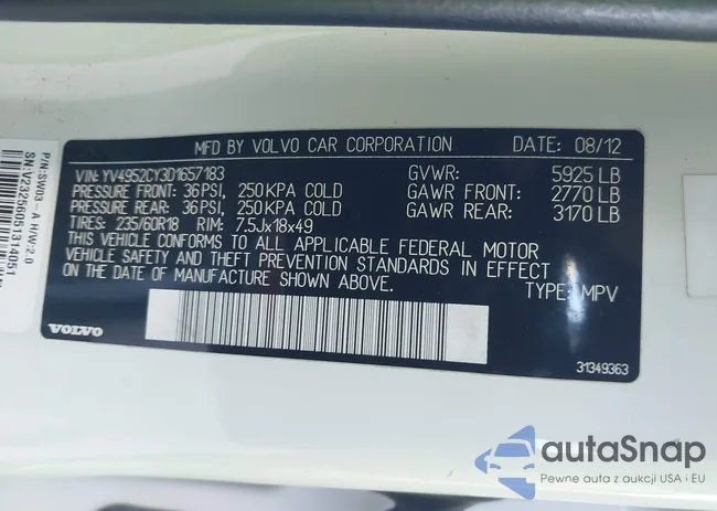 YV4952CY3D1657183: 43893205