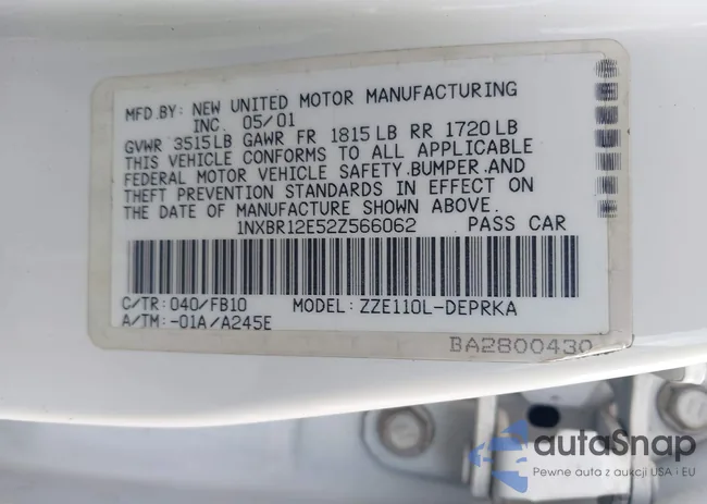 1NXBR12E52Z566062: 43893229