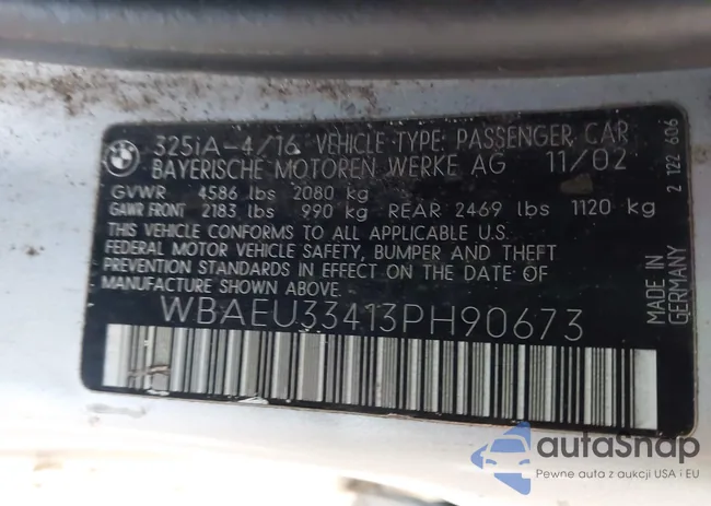 WBAEU33413PH90673: 43893354