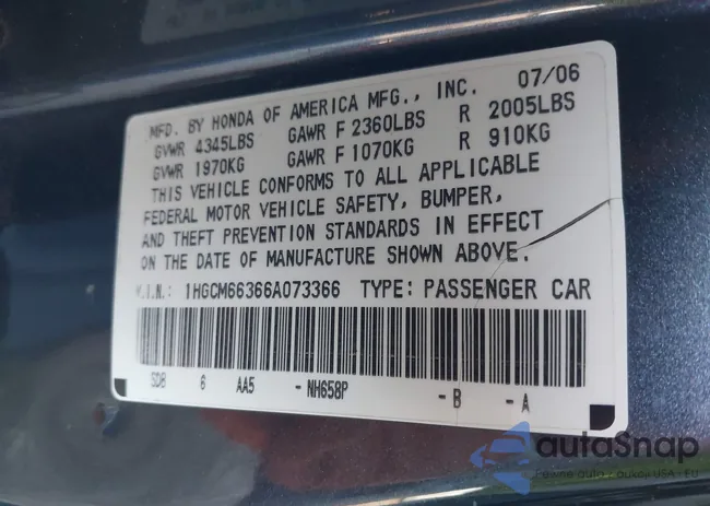 1HGCM66366A073366: 43893380